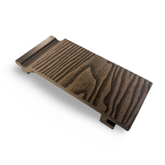 Dark Oak wood grain composite cladding sample from The Grass Yard