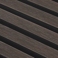 Dark oak composite shadow slat cladding.