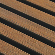 Teak and black composite shadow cladding.