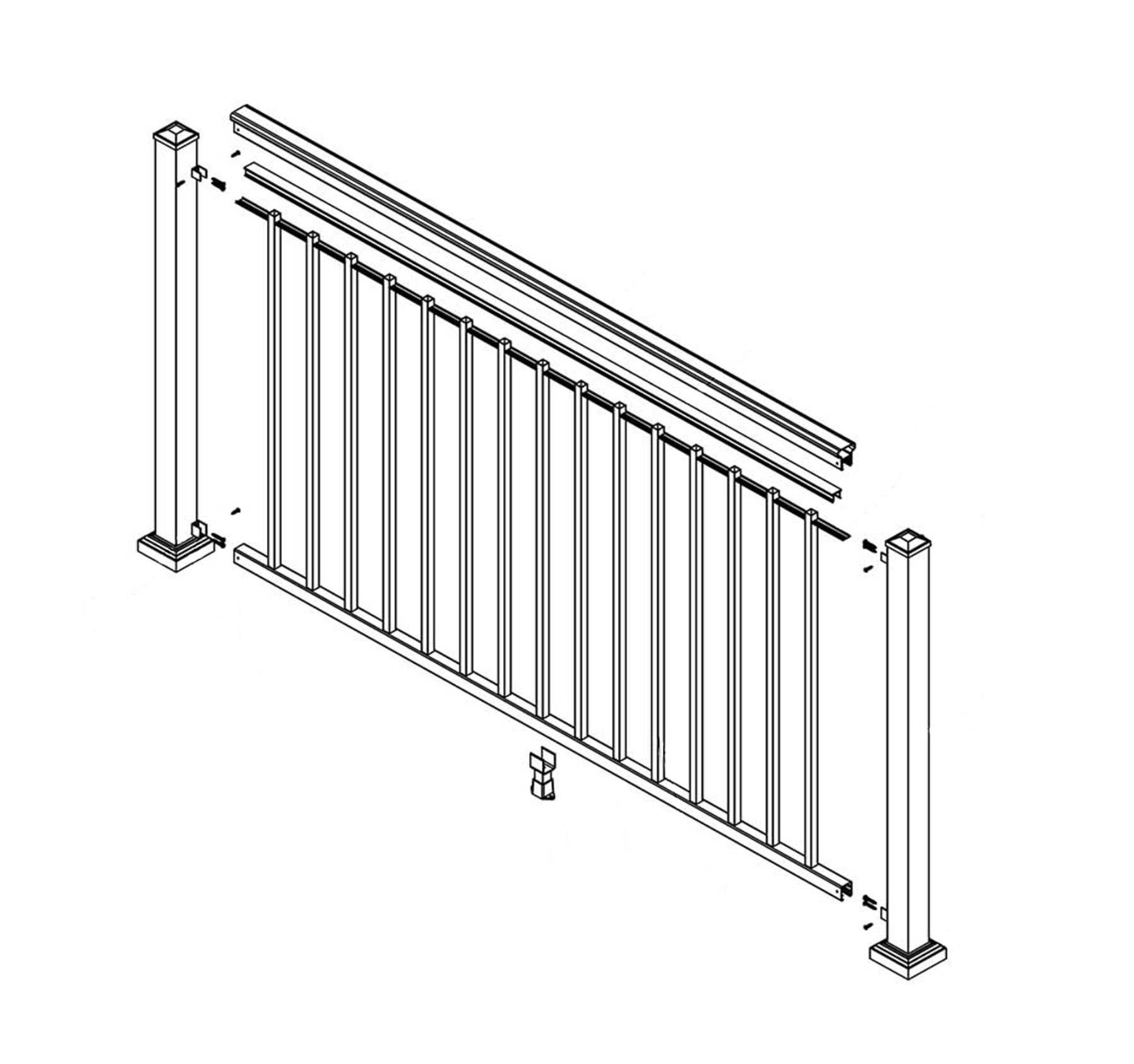 A line daigram of aluminium balastrade.