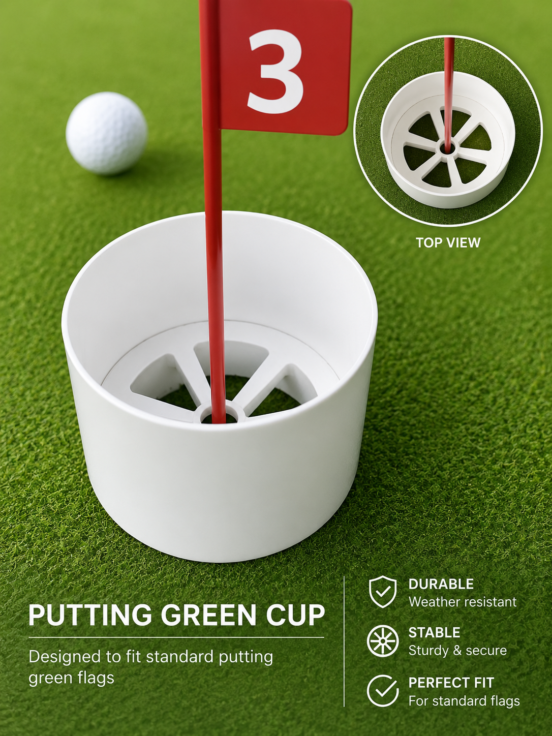 Putting cup for artificial grass putting green, cup only