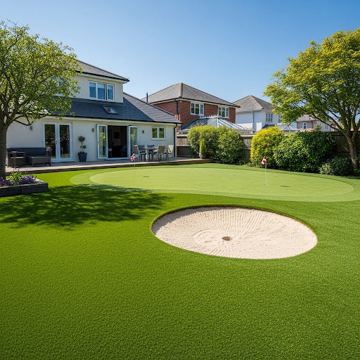 Back garden artificial grass putting green