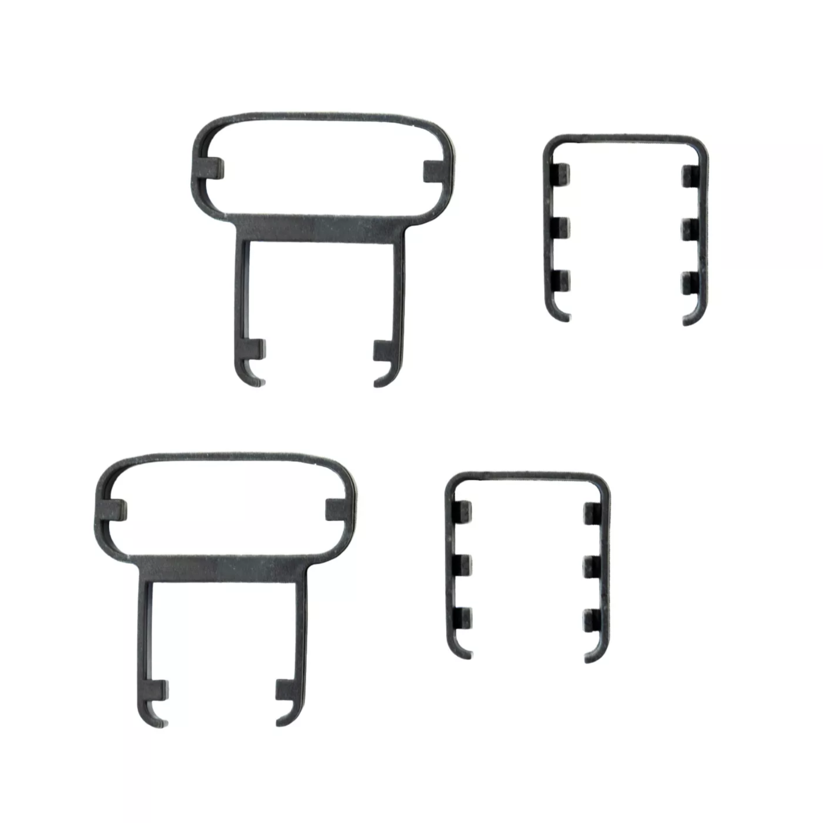 A set of four black aluminium balustrade rail covers, with two for the top rail and two for the bottom rail, displayed against a white background.