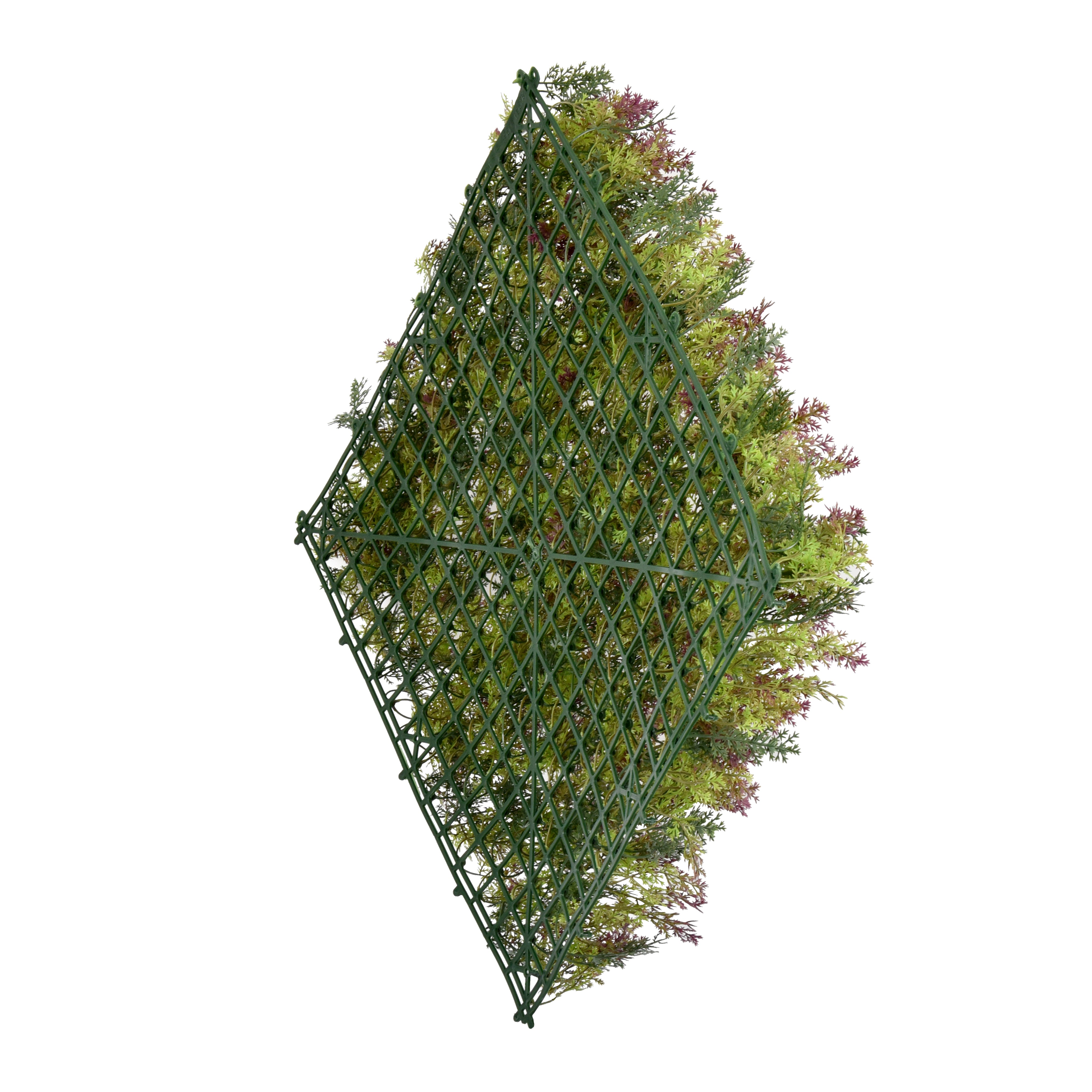 Artificial green wall panels Cypress Blush 50x50cm installed outdoor
