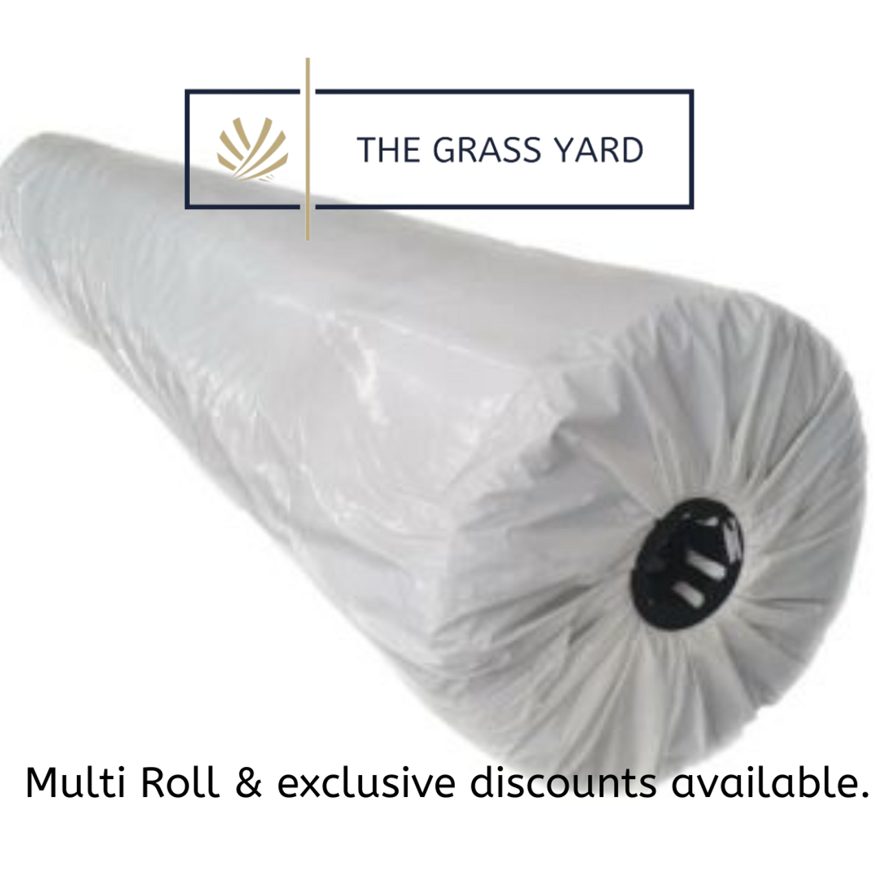 Full roll picture of Dun 40mm pile artificial grass wrapped in a white protective sheet.