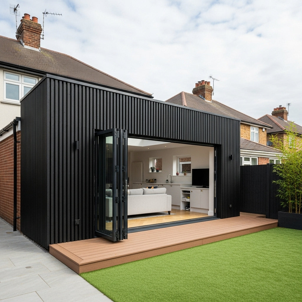Charcoal Black Slatted Composite Cladding
