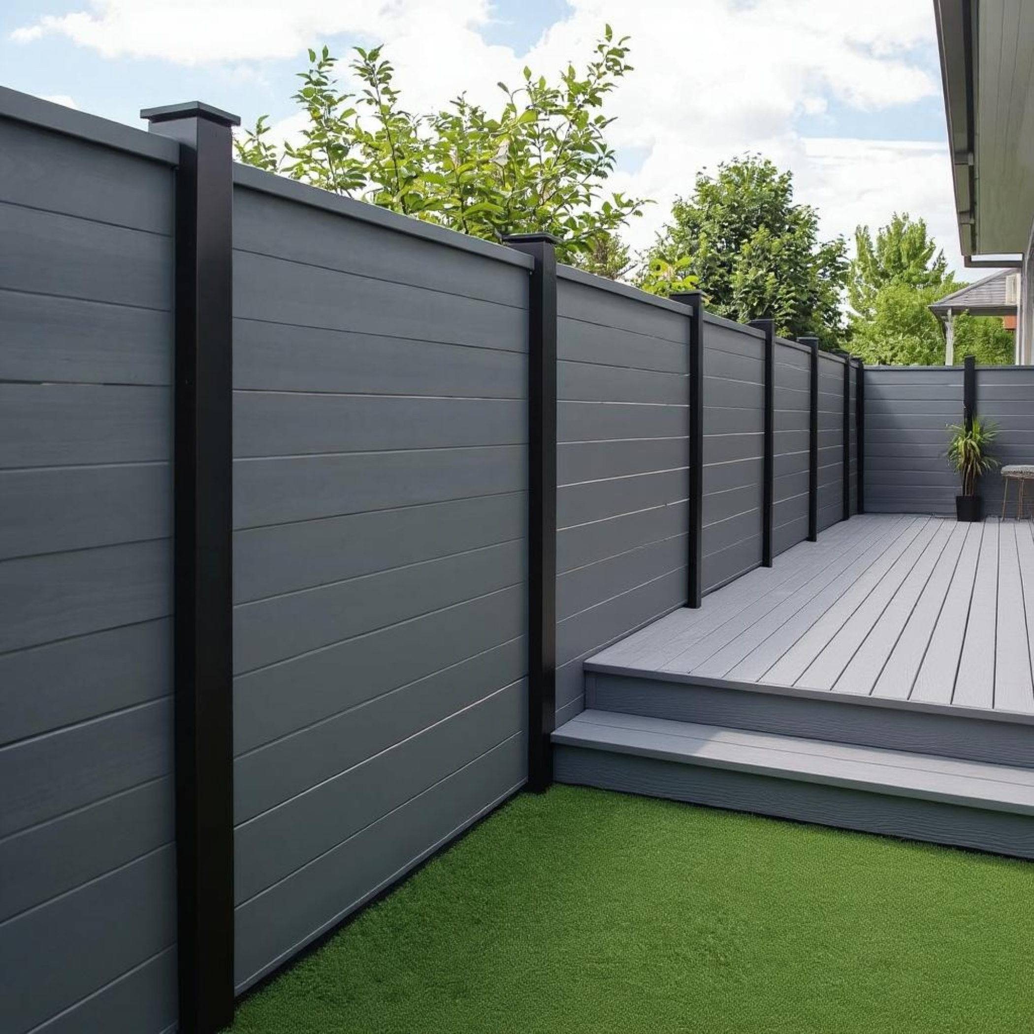 2.4m x 70mm Black Aluminium Fence Post