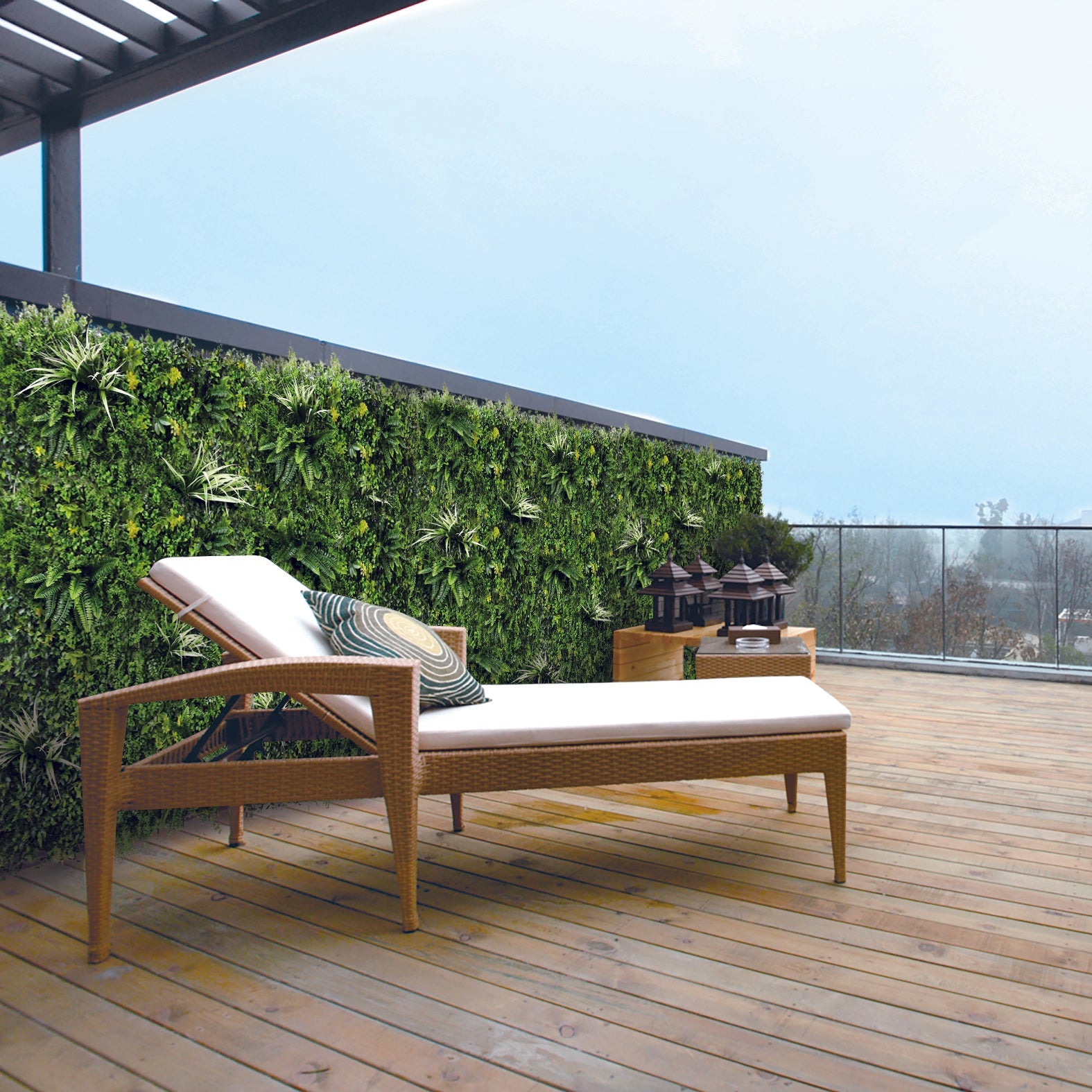 Faux living wall tiles Spring 1m x 1m installed garden outdoor