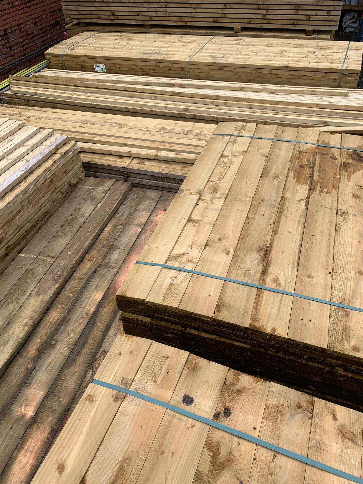 A selection of treated fencing and decking timber in The Grass Yard Paisley.