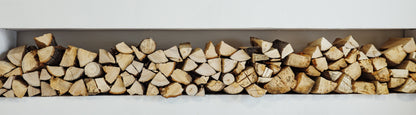 Contemporary home firewood log storage.