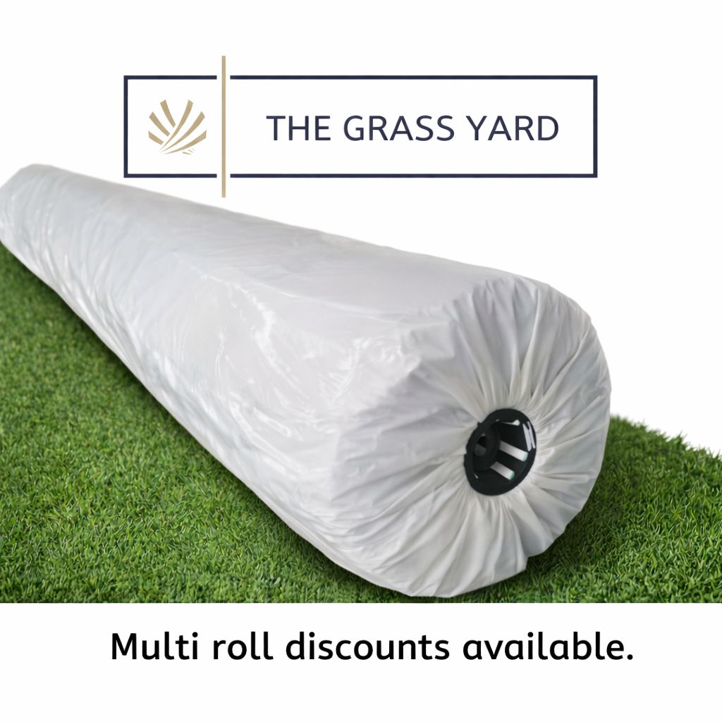 A full roll of Dun Trade artificial grass still in the original wrapping.