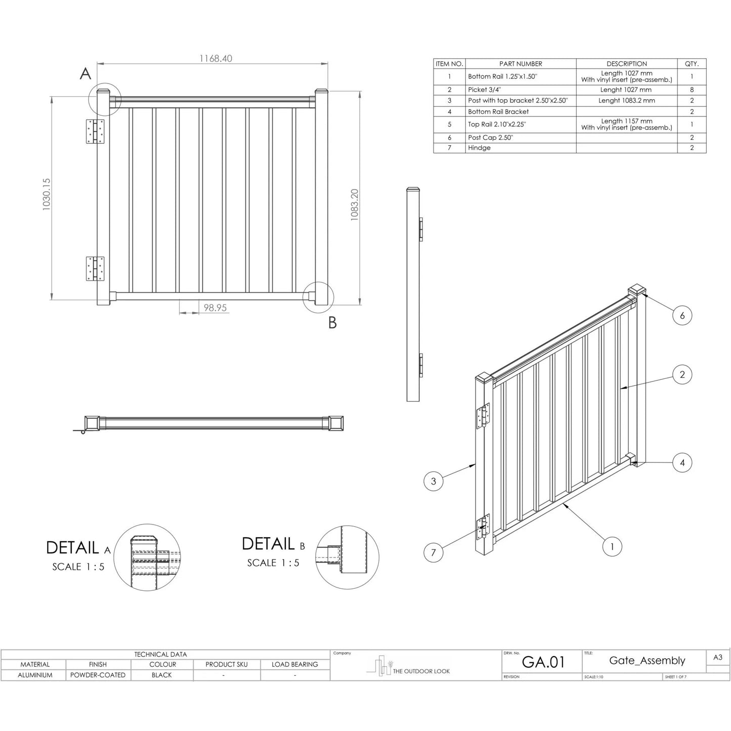 Aluminium Balustrade Gate