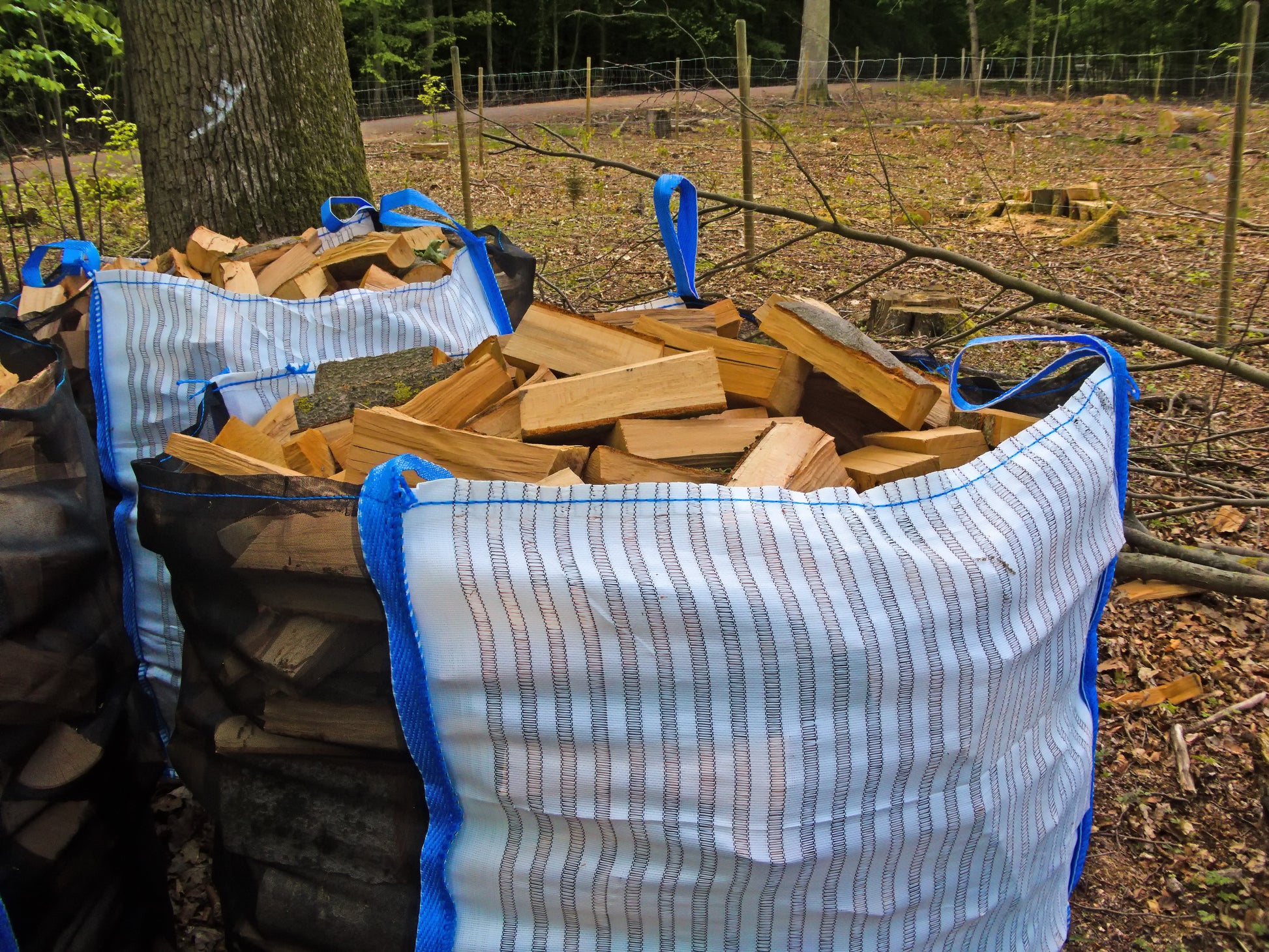 Two large bulk bags of oak firewood delivered to a local customer.