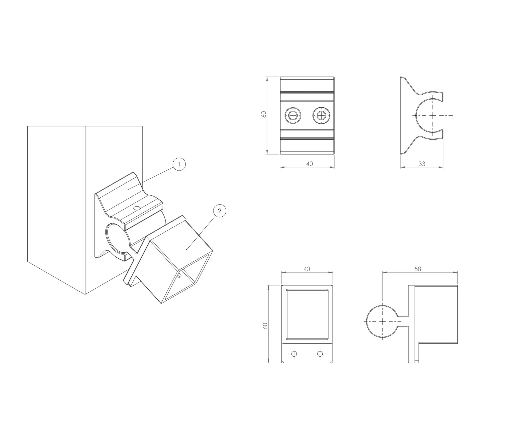 Aluminium stair bracket diagram on white background.