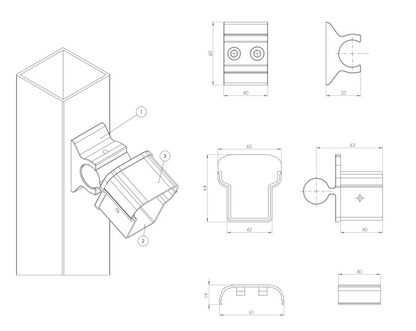 Aluminium Balustrade Stair Brackets