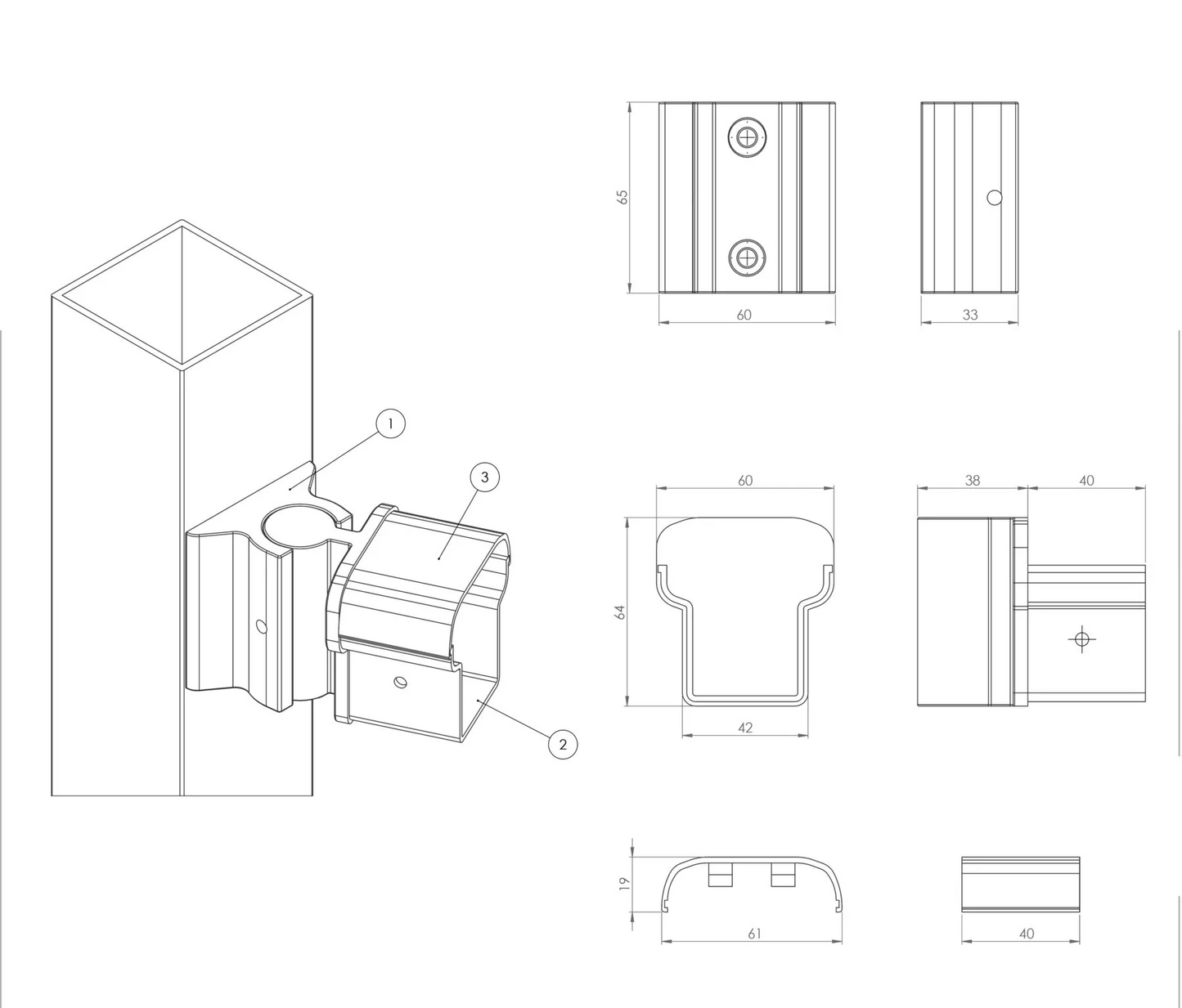 Aluminium Balustrade Horizontal Swivel Brackets