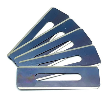 Slotted blades for a cushion back artificial grass knife.