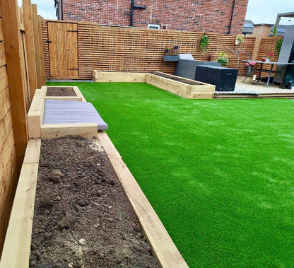 A customer picture of there new St Kilda fake lawn grass installed in the back garden.