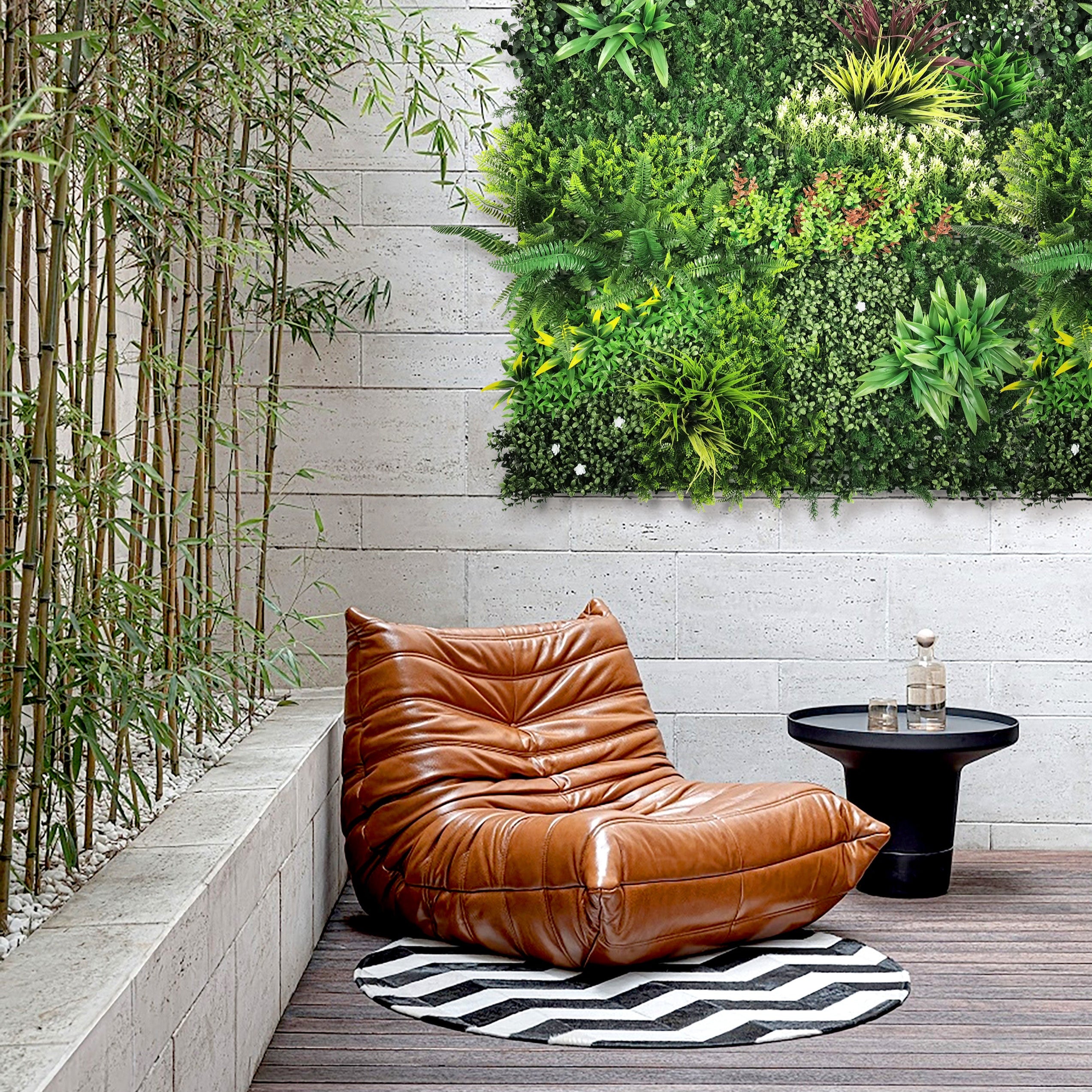Faux living wall tiles Tropical 1m x 1m indoor feature wall