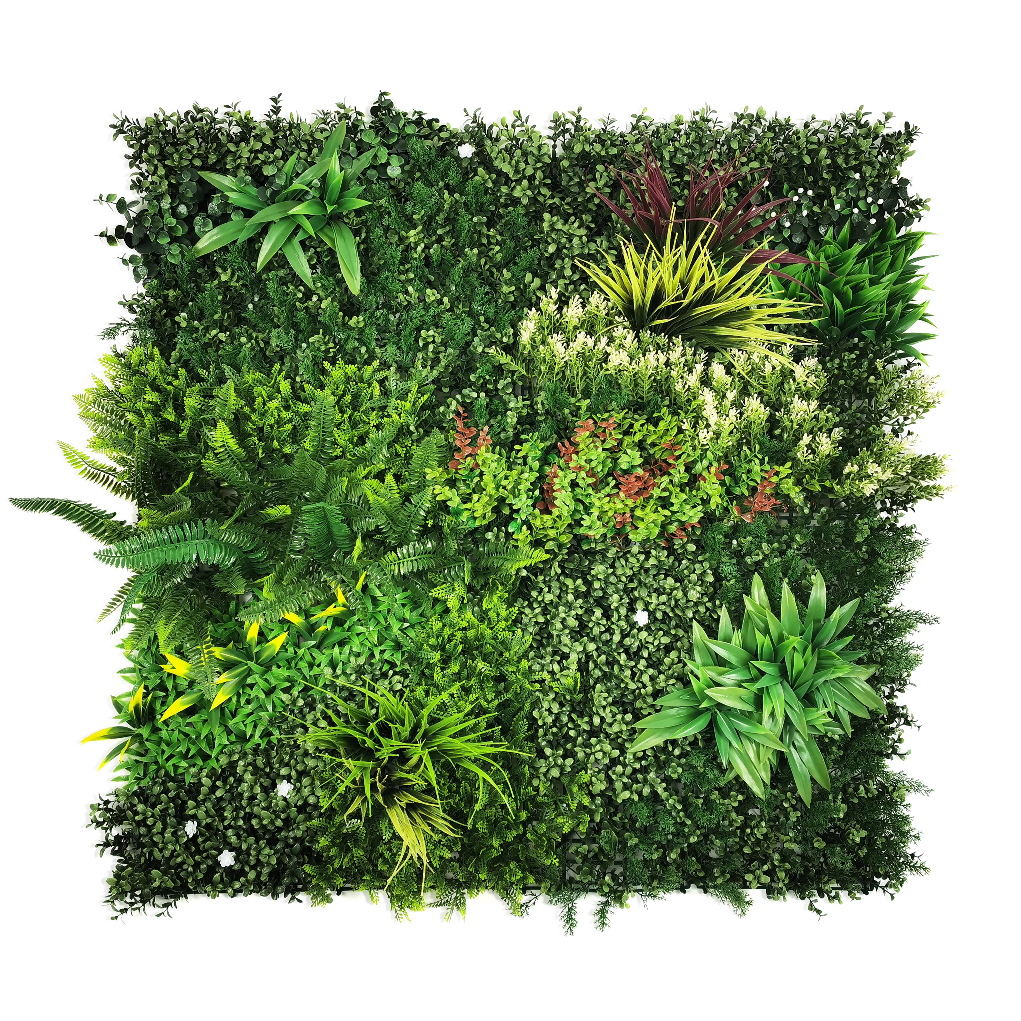 UV resistant artificial green wall panels Tropical foliage detail