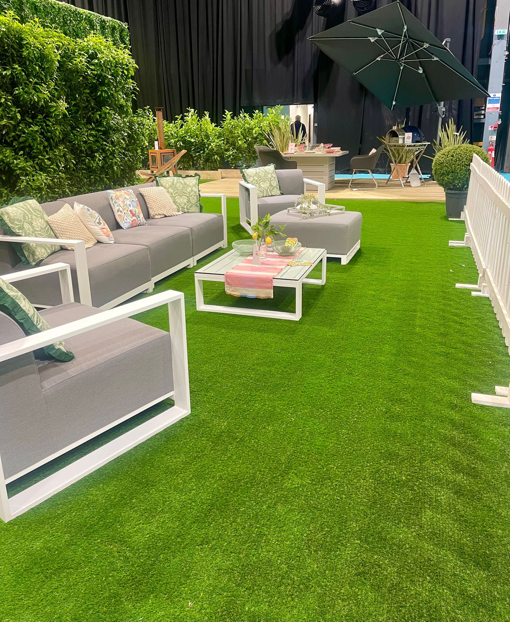 Westray artificial grass pictured at The Ideal Home show on The Dream House stand supplied by The Grass Yard.