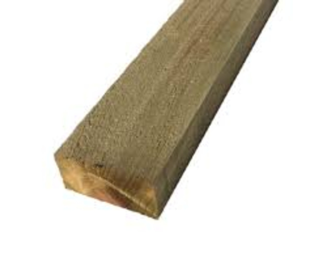 Square wooden treated fence rail in light brown.